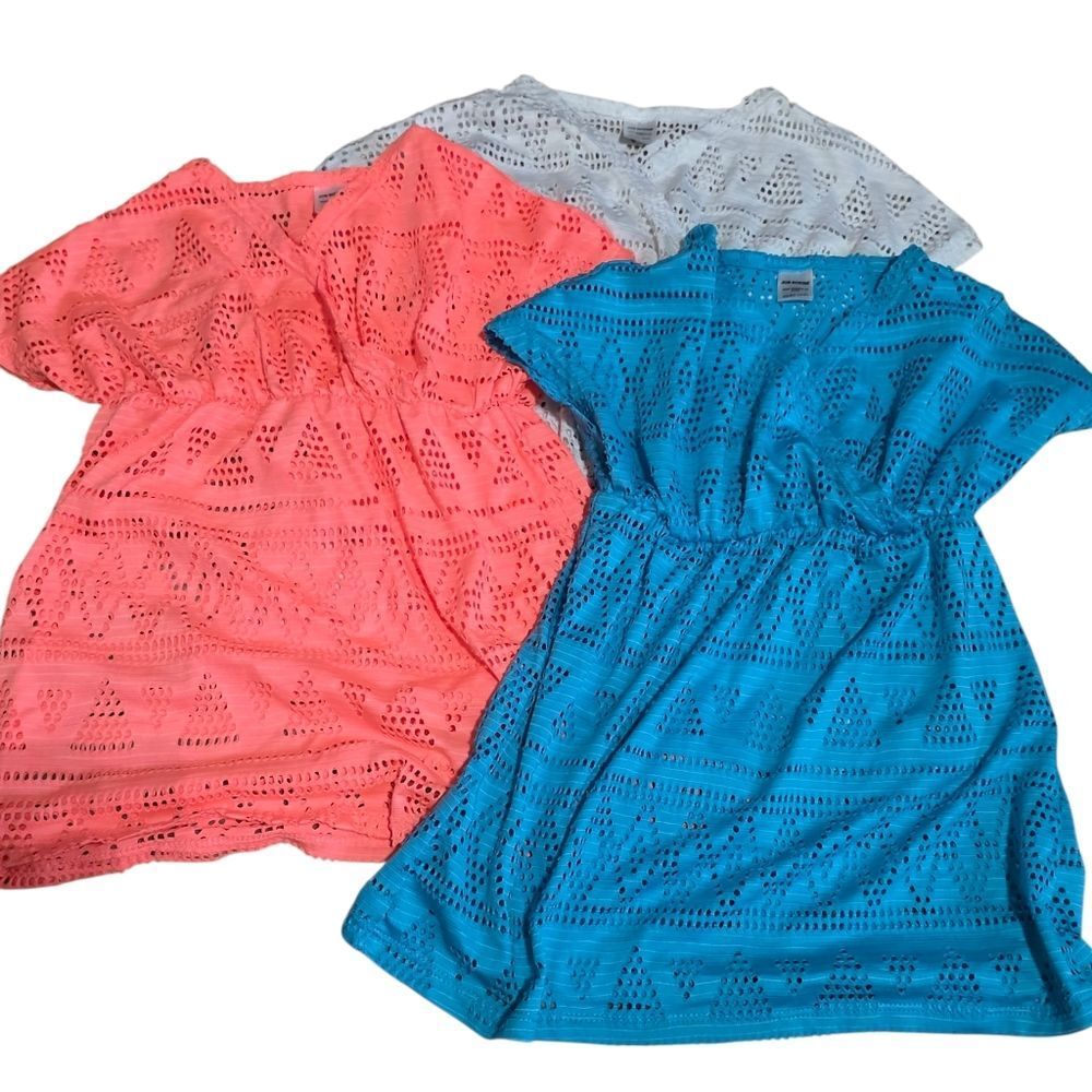 Vibrant Kids Cover Ups  in Coral, Sky Blue, and White